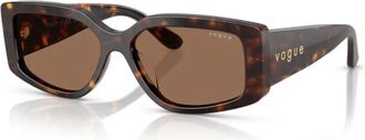Vogue Eyewear Vierkante Havana Zonnebril Bruin Donker - Dames - Zonnebrillen - Bruin - 54 MM - Accessoires