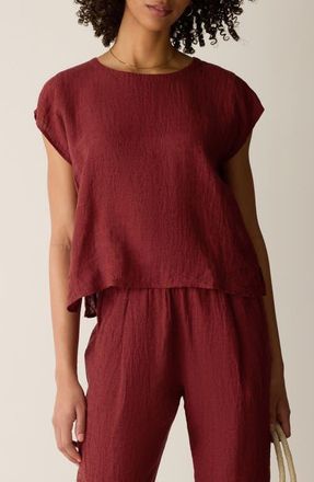 Eileen Fisher Organic Linen Square Top in Sun Dried Tomato at Nordstrom, Size Xx-Small