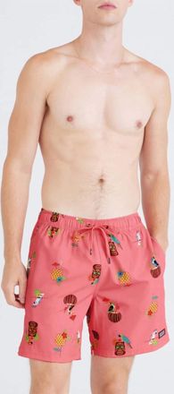 Saxx Oh Buoy Swim Trunks In Birds Of Paradise Coral