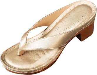 Generic Womens Solid Color Summer Chunky Heel Sandals Open Toe Square Toe Comfortable Heeled Sandals Mules For Women Heels Womens Shoes For Long Walk Casual S