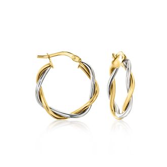 Ross-Simons Italian 10kt 2-Tone Gold Twisted Hoop Earrings
