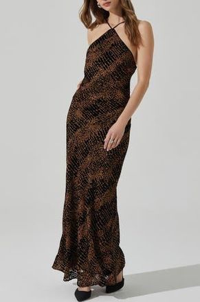 ASTR the Label Briotte Halter Maxi Dress in Brown at Nordstrom Rack, Size Large