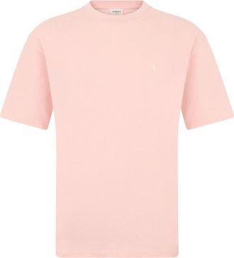 Saint Laurent T-Shirts, male, Pink, Size: S Embroidered Cotton T-shirt