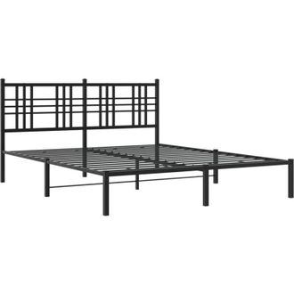 vidaXL Estructura Cama Sin Colch&oacute;n Con Cabecero Metal Negro 150x200 Cm Vidaxl