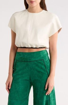 Longchamp Cropped Leather Top in Ivory at Nordstrom Rack, Size 6 Us / 38 Fr