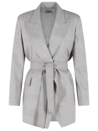 Max Mara Giacca a vestaglia in lana Principe di Galles verde oliva Nasello di Max Mara