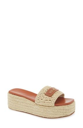 Versace Espadrille Platform Slide Sandal in Natural Ambrer Gold at Nordstrom, Size 10.5Us