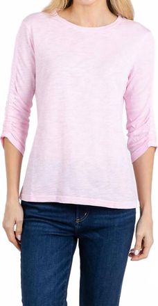 Elliott Lauren Crissy Crew Neck Ruched Sleeve Tee In Petal