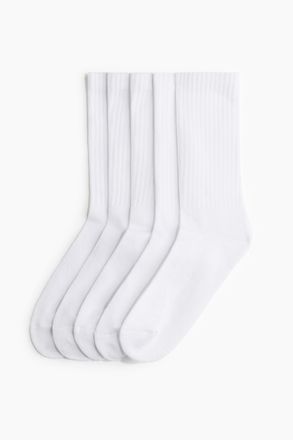 H&M 5er-Pack Gerippte Socken - Weiss