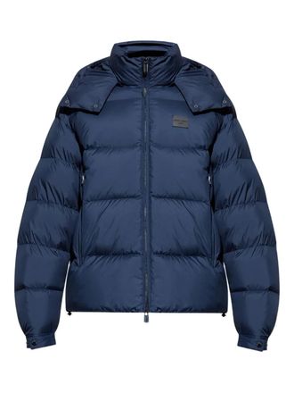 Emporio Armani attached-hood quilted padded jacket - men - Polyester - 48 - Blue