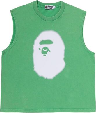 A Bathing Ape Heavy Wash Ape Head Cropped Fit Tank Top Green 0ZXVTM303081QGRX