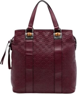 Gucci Pre-owned Tote Bags, female, Red, Size: ONE SIZE Pre-owned Bamboo Bar Tote