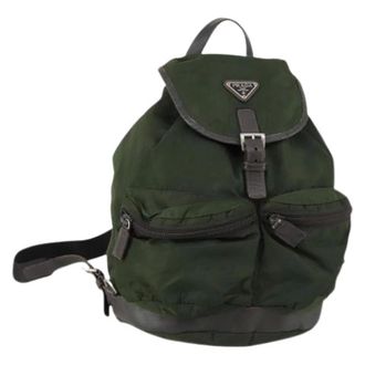 Prada Pre-owned Backpacks, female, Green, Size: ONE SIZE Pre-owned Nylon Backpack