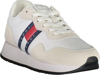 Tommy Hilfiger Contrast-Stripe Leather Sneaker - White