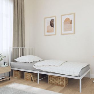 vidaXL Estructura Cama Sin Colch&oacute;n Con Cabecero Metal Blanco 100x200cm Vidaxl