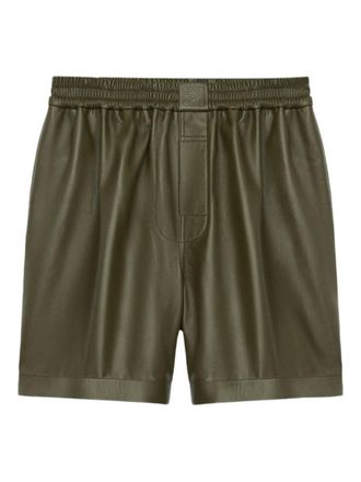 Loewe elasticated-waist leather shorts - men - Nappa Leather - M - Green