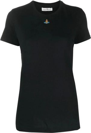Vivienne Westwood Tops, Dames, Zwart, S, Katoen, Black Orb Signature Logo T-shirt