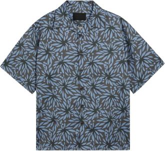Prada Overhemden, Heren, Blauw, XL, Katoen, Bedrukte Katoenen Bowling Shirt