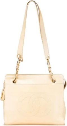 Chanel Pre-owned Shoulder Bags, female, Beige, Size: ONE SIZE Pre-owned Leather totes