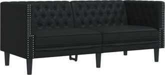 vidaXL Sofá Chesterfield de 2 plazas cuero artificial negro vidaXL