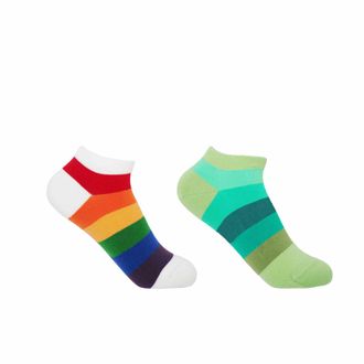 Peper Harow Block Stripe Womens Trainer Socks Bundle - Rainbow & Earth