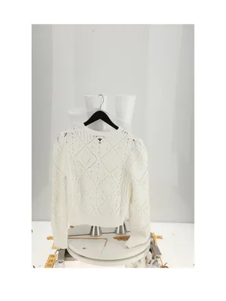 Dior Womens Pullover Ecru Cotton Sweater