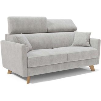 Divani.Store Francy Divano letto matrimoniale con poggiatesta regolabili in tessuto impermeabile e smacchiabile T17 160 cm (mat. 120x197) grigio