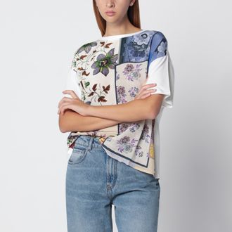 Max Mara T-shirt in seta stampata e jersey di cotone stretch
