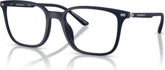 Emporio Armani Vierkante brilmonturen met dunne armen - Heren - Brillen - Blauw - 54 MM - Accessoires