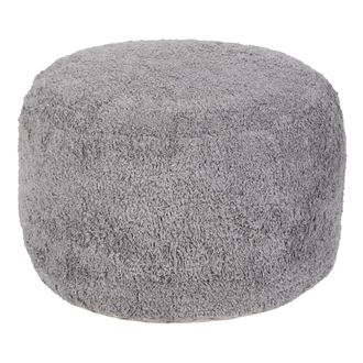 Beliani Beliani - Puf Redondo Boho Peludo Moderno De Algod&oacute;n Funda Extra&iacute;ble Hecho A Mano Gris Kawai