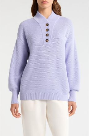 Lunya Cozy Cottonsilk Pocket Henley Sweater in Serene Violet at Nordstrom, Size X-Large