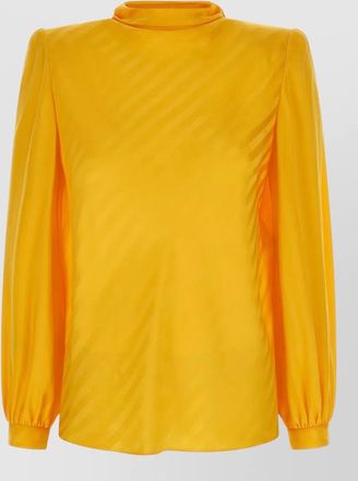 Valentino Garavani silk jacquard high neck long sleeve blouse
