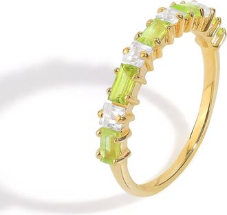 Tiramisu 14K Gold Plated Over 925 Sterling Silver Peridot & White Topaz Prism Ring