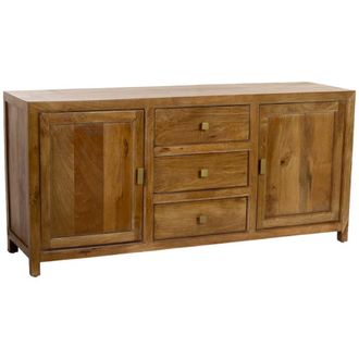 Wanderlust Deco Aparador de madera marr&oacute;n 3 cajones y 2 puertas 160x43x75h cm