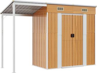 vidaXL Cobertizo Con Tejado Largo Acero Marr&oacute;n Claro 277x107x181 Cm Vidaxl