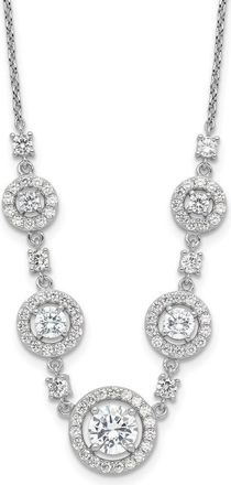 Diamond2Deal Sterling Silver Cubic Zirconia Fancy Halo Circles Necklace 18