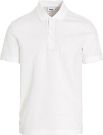 Burberry Polo Shirt met Tartan Kraag - Heren - Polos - Wit - S - Katoen - Tops