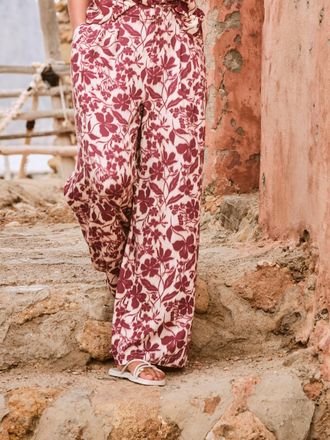 Fat Face FatFace Kingston Claret Printed Satin Trousers