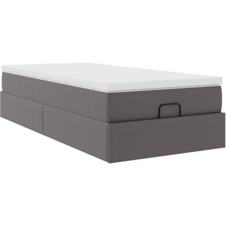 vidaXL Estructura Cama Otomana Colch&oacute;n Cuero Sint&eacute;tico Gris 90x190 Cm Vidaxl