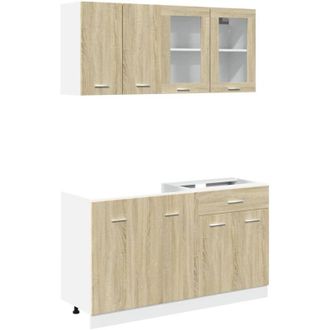vidaXL Conjunto De Armarios De Cocina De 4 Piezas lyon De Madera De Ingenier&iacute;a De Roble Sonoma