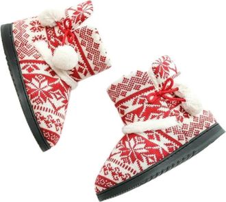 Generic YUJIEBB Winter Slipper Booties for Women Warm Plush Indoor Outdoor Cute House Home Shoes Boots Red