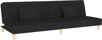 vidaXL Sof&aacute; Cama De 2 Plazas Con Dos Almohadas Tela Negro Vidaxl