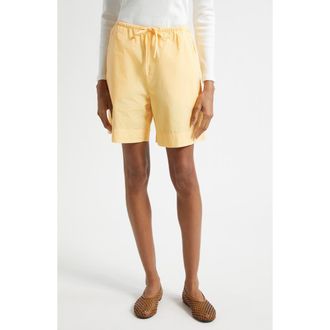 Leset Kyoto Drawstring Waist Cotton Shorts in Zest at Nordstrom, Size X-Small