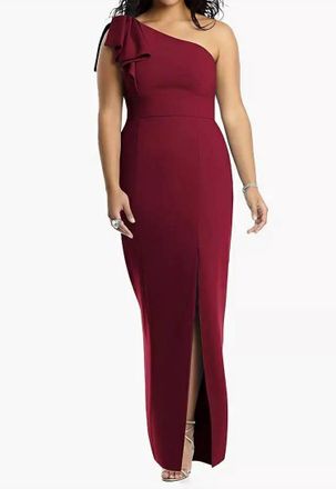 Dessy Off The Shoulder Wedding Dress In Burgundy