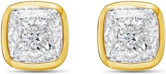Diana M. Jewels 14KT YELLOW GOLD LAB GROWN CUSHION CUT STUDS IN A BEZEL SETTING WEIGHING 5.00 CTS TW