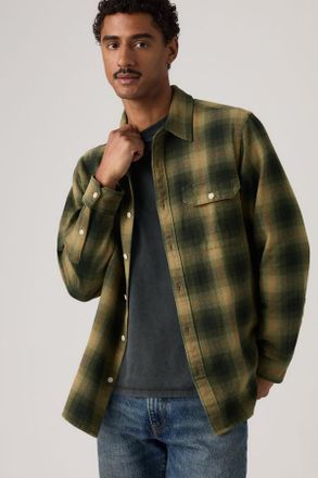 Levi's Jackson Worker Overshirt - Hombre - 2XL - Verde / Jericho Plaid Rosin Acrylic