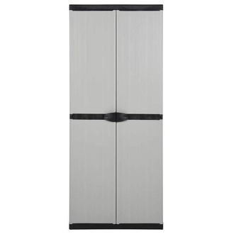 Berkfield Home Garden Storage Cabinet with 3 Shelves Grey&Black 68x40x168 cm in Grey | Size: 68 x 40 x 168 cm