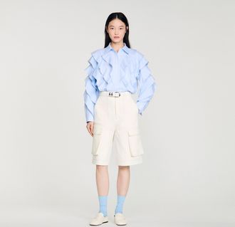 Sandro Ruffled cotton shirt