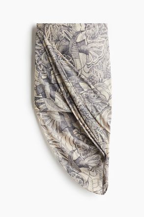 H&M Asymmetrischer Meshjupe - Hellbeige/Gemustert