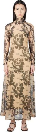 Rokh Tattoo Print Dress - Dames - Maxi kleedjes - Beige - L - Kleedjes